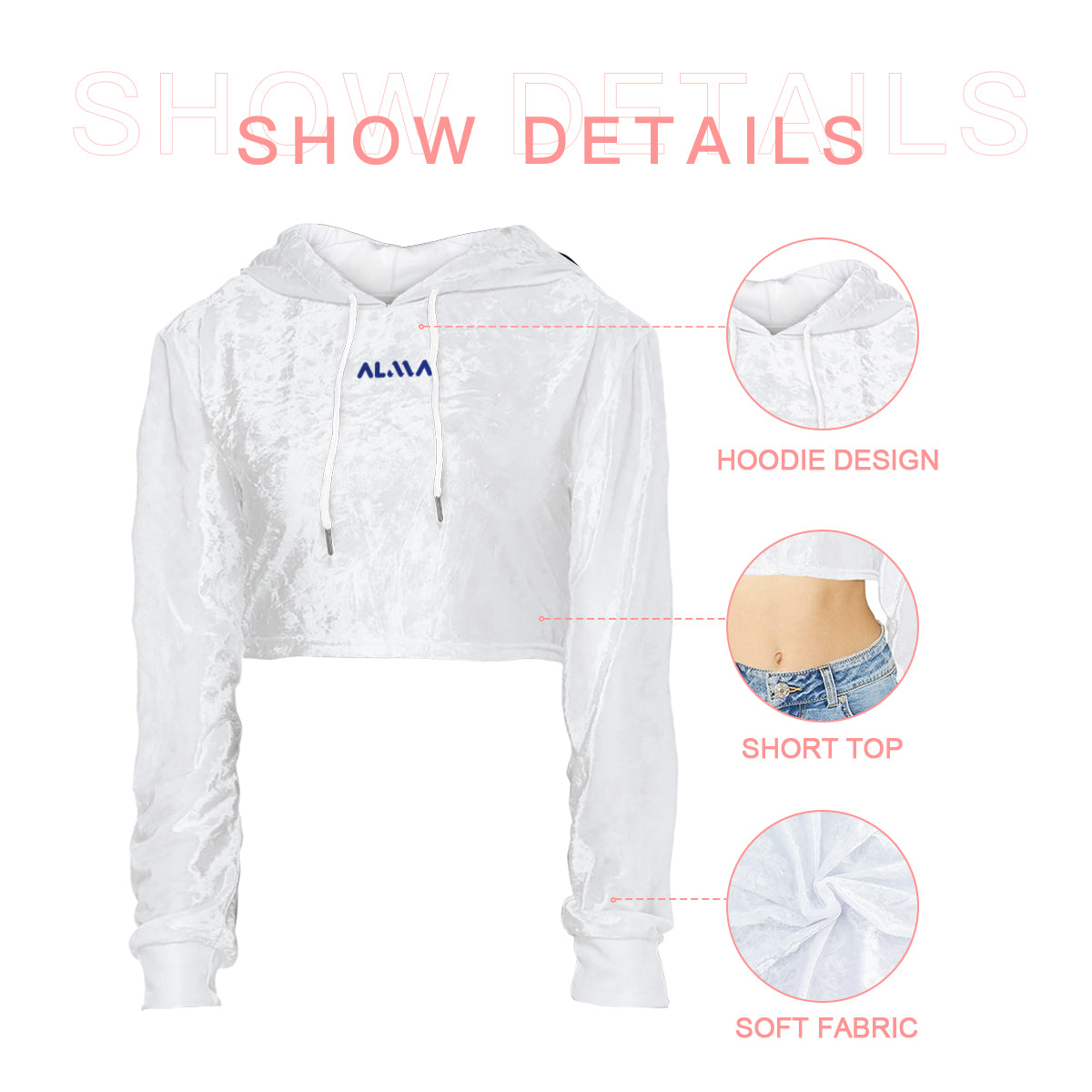 Women's Crop Top Hoodie Alma Brand 24050