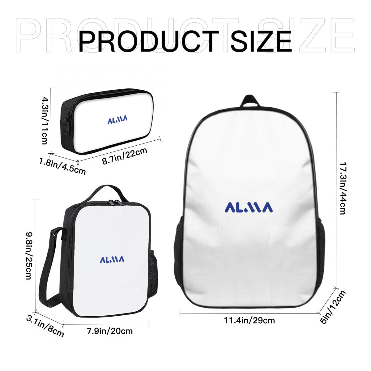 Lightweight Casual Backpack + Insulated Lunch Bag + Pencil Case Combo Series | Alma Brand