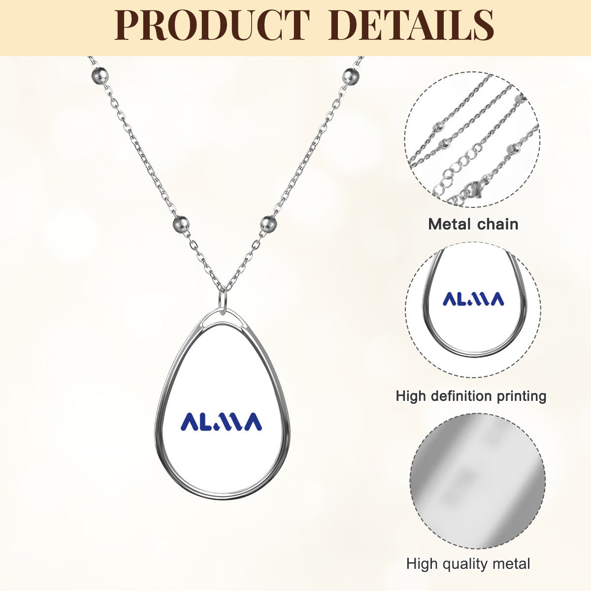 Personalized Oval Necklace,Teardrop Shape Necklace | Alma Brand