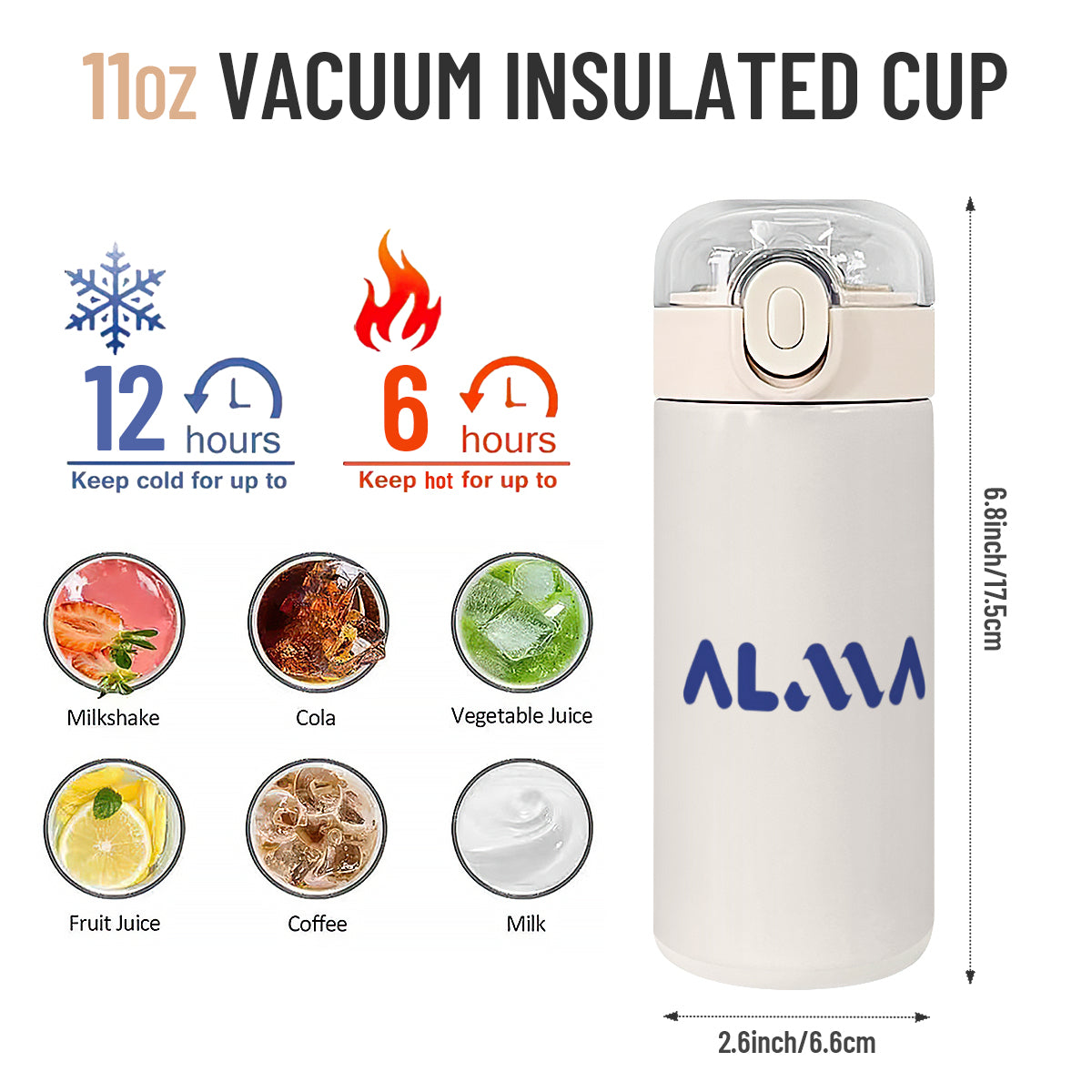 Personalized Insulated Tumbler,Stainless Steel Vacuum Insulated Mug（11oz/320ml)| Alma Brand