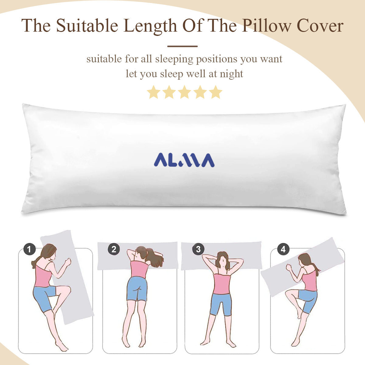 Long Pillow Cover Double-Sided Polyester I Alma Brand