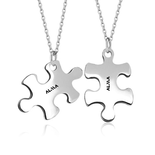 Personalised Engraved Couple Puzzle Necklace | Alma Brand